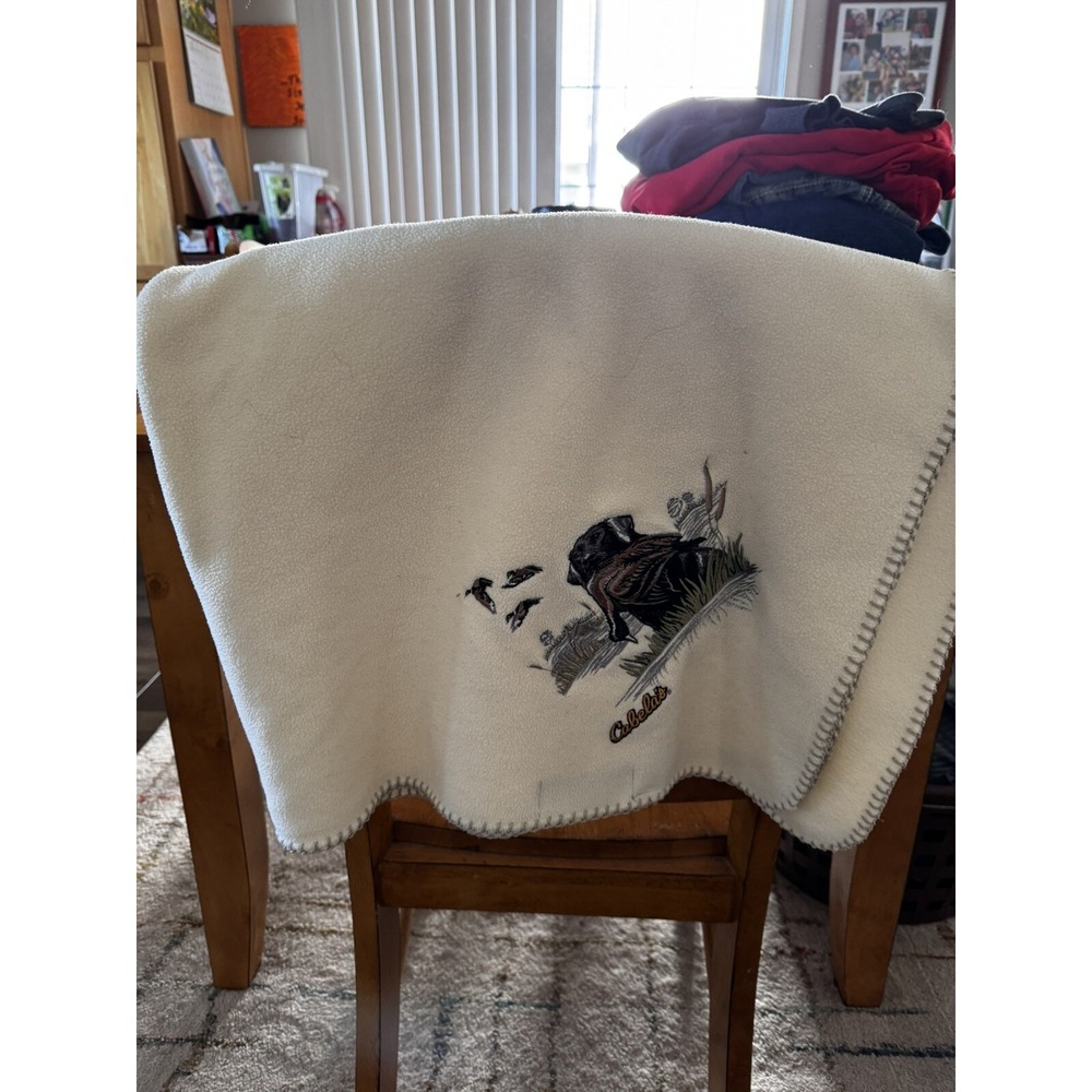 Dog And Ducks Embroidery Throw 42"x60" Cream Color By Cabelas - Picture 6 of 7